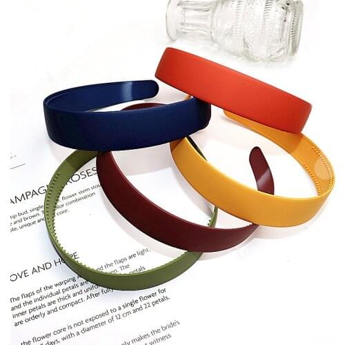 Hot Sale 1Pcs Plastic Hairband Fashion Frosted Solid Color Wide Headband Headwear Bezel Hair Accessories For Woman Satin Covered