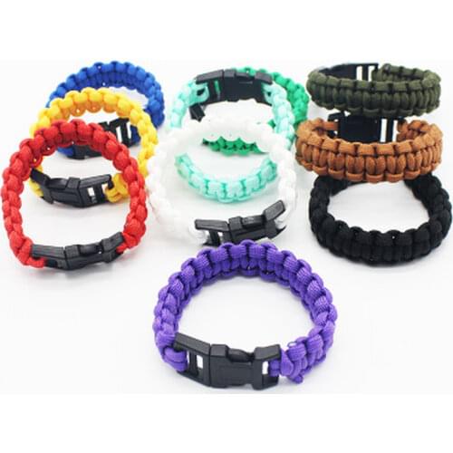 Camping Equipment Outdoor Survival Paracord Bracelet 550 rope Survival Buckle Tent Tight braided Black Kamp Malzemeleri0.6 cp