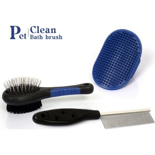 3 Pcs-set Pet Bath Massage Brush Easy Hair Removal Comb Special Dog Cat Hair Cleaning and Beauty Products Grooming Tool Set