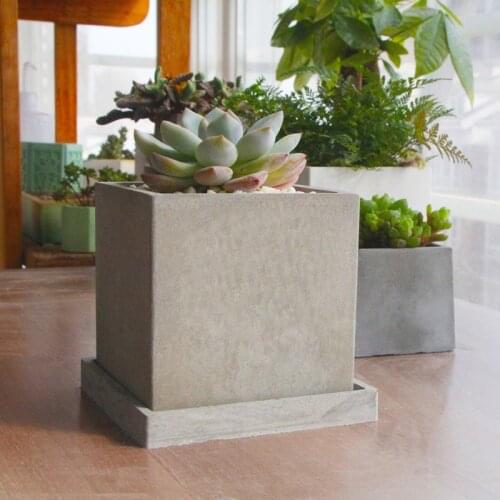 Silicone Pot Mold for Concrete DIY Square 10cm 12cm Planter Molds Cement Flower Pot Molds Concrete Vessel Molds With Tray Mold