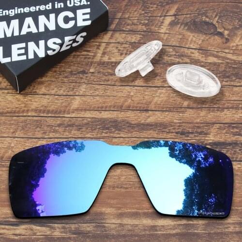 ToughAsNails Resist Seawater Corrosion Blue Mirrored Polarized Replacement Lens and Clear Nose Pads for Oakley Probation
