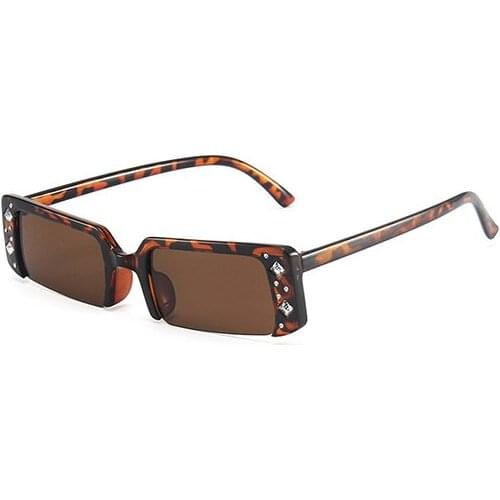 Sunglasses Women Vintage Leopard Rectangle Diamond Lady Sunglass Driver Luxury Brand Square Sun Glasses Designer Fashion Eyewear