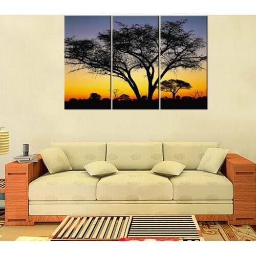 Modern Landscape Artwork HD Sunset Scenery Giclee Canvas Prints Contemporary Trees Canvas Art Prints for Wall Decor Unframed