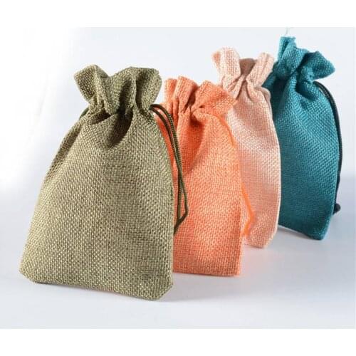 Bags Wedding Favor Candy Drawstring Jute Gift Xmas Pouch Linen Sack 10pcs