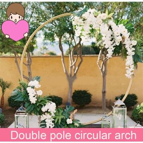 Wedding Props Circle Double Rod Round Arch Shelf Arch Shaped Wedding Decoration Flower Door Metal Wreath Circle