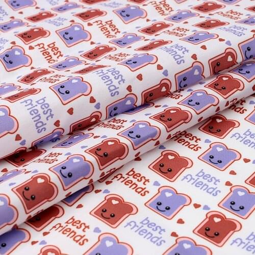 IBOWS Polyester Cotton Fabric Toast slices Elves Pattern Printed Cloth Fabric For Patches Bag Derss Home Textile DIY 45*150cm/pc