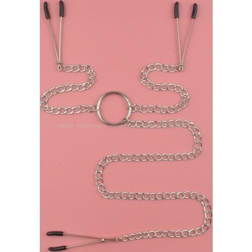 Three-headed Clip Black Long Nipple Clip Metallic Labial Clip Clitoris G-point Clip