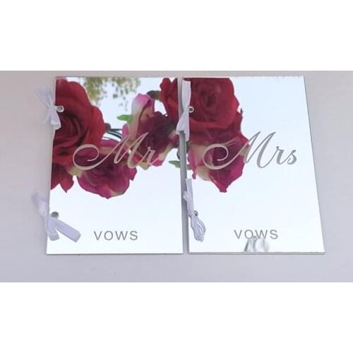 Wedding Party Decoration Bride and Groom Easy to Write Vows in Small Size Blank Notebook Acrylic Mirror Vows Book Mr Mrs His Her