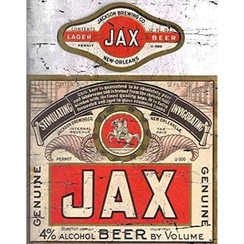 WWWWOHENMEI Jax Beer Sign Wall Retro Plaque Interior Wall Decoration 8x12 Tin Sign