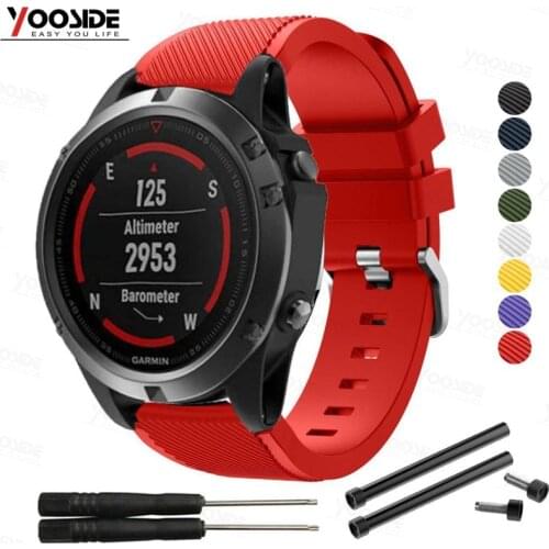 YOOSIDE 22mm Waterproof Silicone Watch Band Strap With Lugs Adapter for Garmin Forerunner 935/Quatix 5/Fenix 5/5 Plus Wristbands