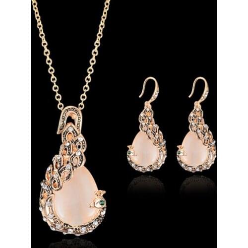 Creative models Peacock gem Rhinestones Necklace earrings set Wedding wedding accessories Women fashion jewelry Free shipping