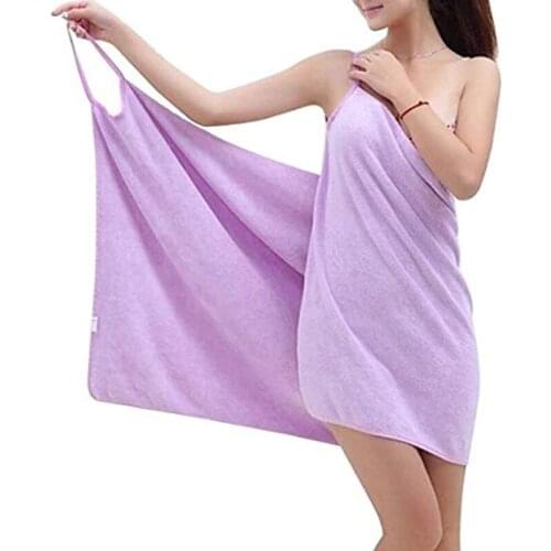 Womens Wearable Quick-Drying Soft Bath Towel Shoulder Straps Super Absorbent Beach Towel Spa Bathrobes HSJ88