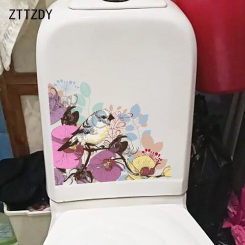 ZTTZDY 25×22.7CM Creative Stitching Flowers And Birds Toilet Decor Modern Art Wall Stickers T2-1397