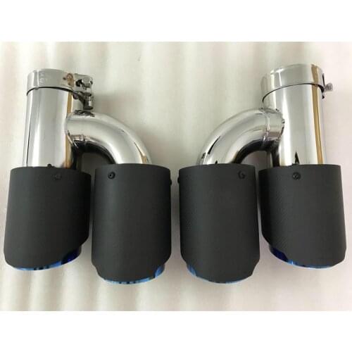 1 PC Car Modification with logo Universal Dual H Style blue Automobile exhaust pipe Muffler tip for BM 3 Series