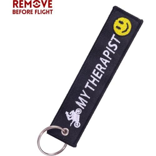 1PC Remove Before Flight Keychain My Therapist Key Chains Embroidery Key Ring for Motor Bikers Gifts Keychain Jewelry llavero