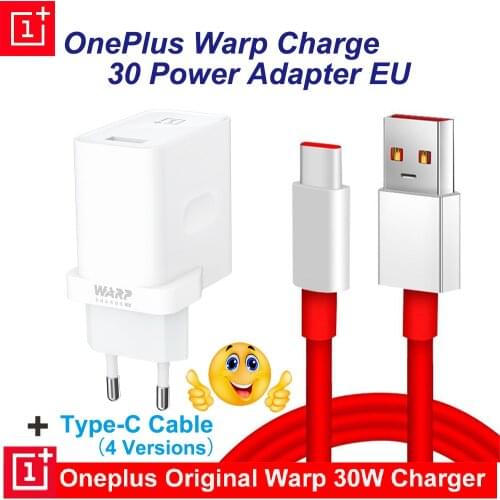 100% OnePlus Warp Charge 30 Power Adapter EU 30 Power Bundle Charger EU Charger FAST Cable Quick Charge 30W For OnePlus 7 7T Pro