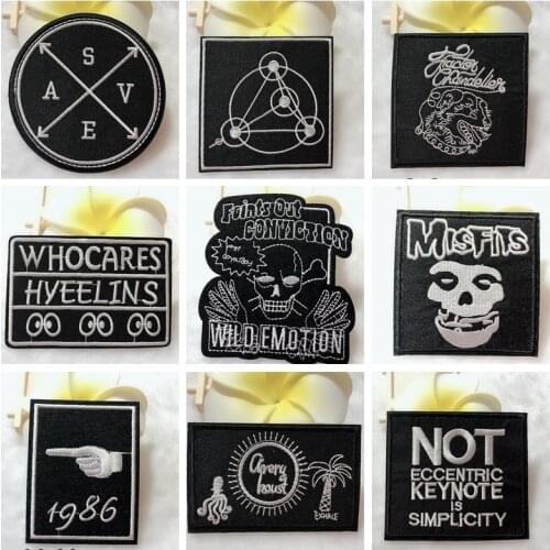 2019 1PCS Dark Creative series Punk Embroidery Patches Backpack Stickers Fabric Iron on Man Clothes Skeleton Skull Appliques