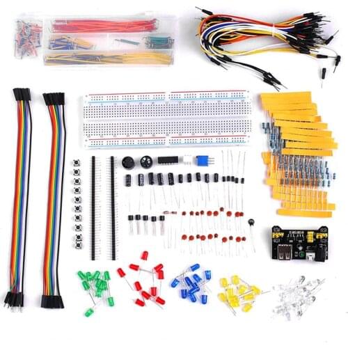 374Pcs Electronics Component Compatible with MEGA2560 Safe to Use 830 Tie-points Breadboard Assorted Electronic Component Group