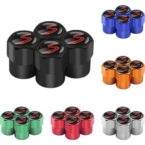 4pcs Valve Cap Car-styling Case S Logo Emblem Badge for Mini Cooper R50 R52 R53 R56 R60 F54 F55 F56 F60 Auto Accessoriesr