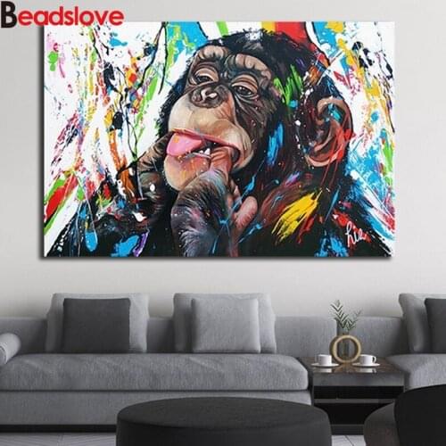 Graffiti Cute Monkey 5d diy diamond Painting full square round drill 3d cross stitch diamond embroidery Ape sale
