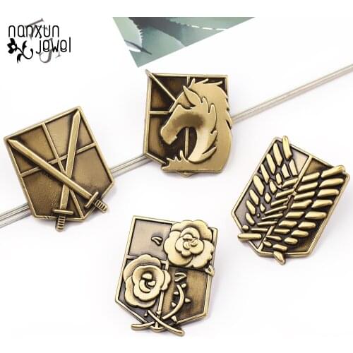 Anime series Attack On Titan Brooch Enamel Pins Badges Rose Horse Lapel Pin for Women Men Fans Collection Jewelry Gifts