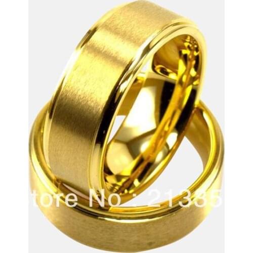 FREE SHIPPING!USA WHOLESALES CHEAP PRICE BRAZIL RUSSIA HOT SELLING 8MM WOMEN&MENS GOLDEN BRUSHED HIS/HER TUNGSTEN WEDDING RING