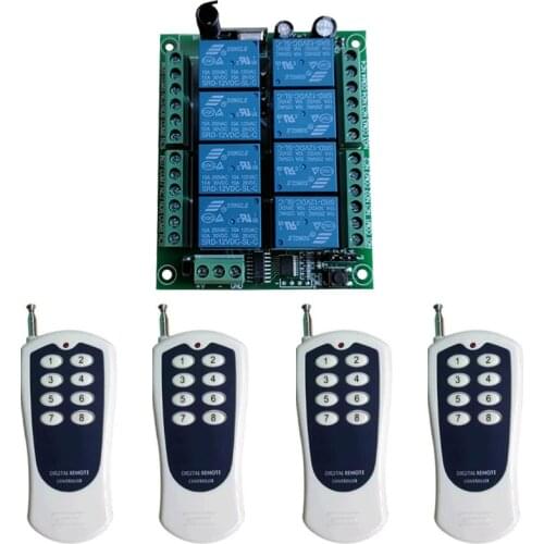 Wireless RF Universal DC 24V 8CH Receiver Remote Control Switch long distance Transmitter bedroom light lamp motor led