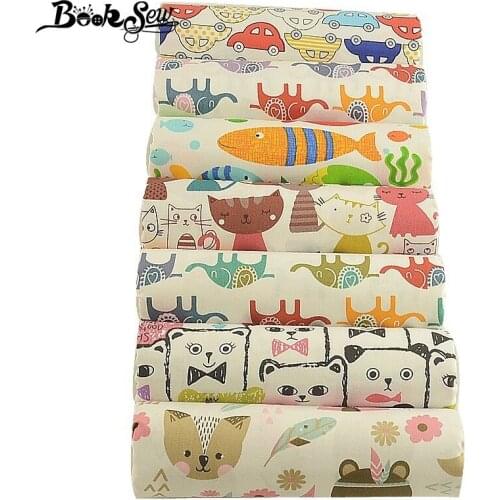 Booksew Tissu Animal Pattern 100% Cotton Fabric Meters 7Pcs 40cmx50cm Colorful Cloth Quilts DIY Doll Patchwork Dress Home Tela