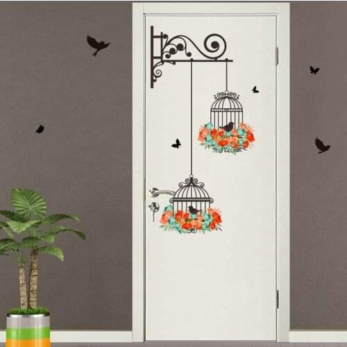 Birdcage Decorative Painting Wall Stickers Living Room TV Backdrop Wall Decoration Dining Room Porch Decals for Furniture Mural