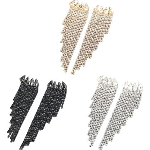 Long Tassel Full Rhinestone Drop Earrings Trendy Sparkly Earring, Long Earrings, for Women, for Graduation Girls