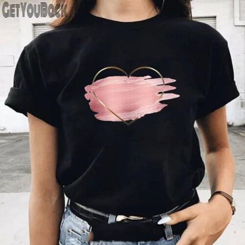 Women Funny Love Print Black T-shirt Summer Girl Harajuku 90S Tops Tee Female I am Storm Clothes,Drop Ship