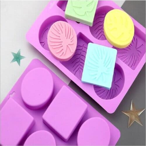 6-hole square oval leaf Silicone Cake Mould Moon cake, pudding mold DIY handmade soap mold