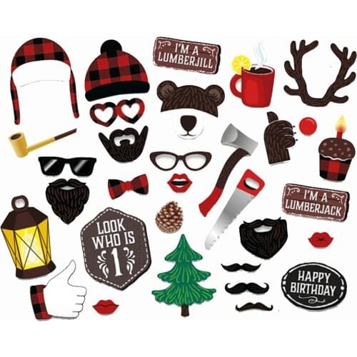 Lumberjack Photobooth Props Theme Party Decorations Merry Christmas DIY Mr Mrs Photobooth Props Birthday Party Favors Supplies