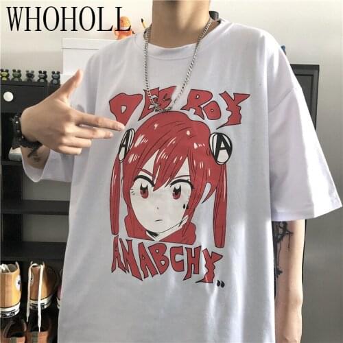 WHOHOLL T-shirts Women Gothic Cartoon ACG Girl Print Short Sleeve T-shirt Mens Women Summer Harajuku Loose Short Sleeve Top
