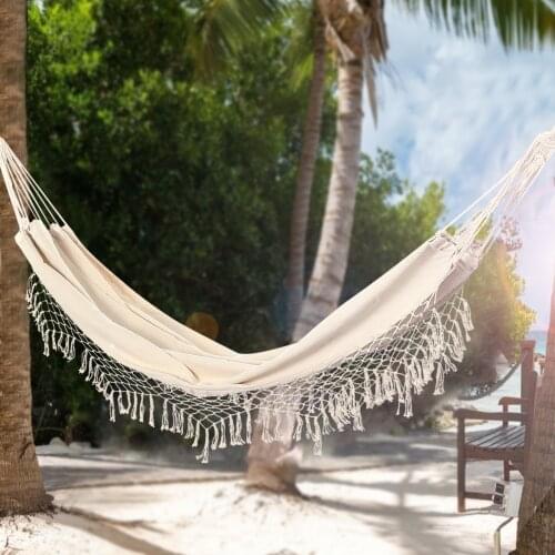 2 Person Maximum 200kg Hammock Large Brazilian Macrame Fringe Double Hammock Swing Net Chair Out/Indoor Hanging Hammock Swings