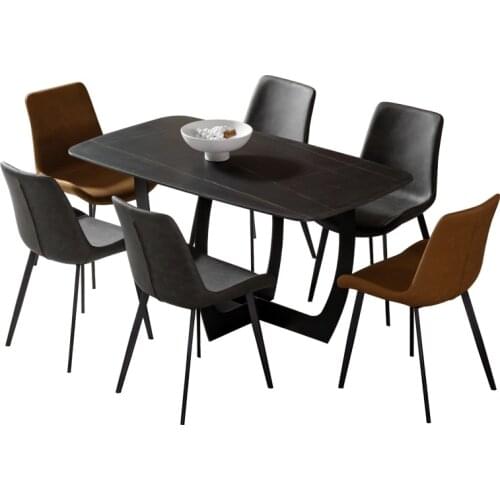 Rock plate dining table: Italian light luxury marble dining table and chair combined with modern simple dining table