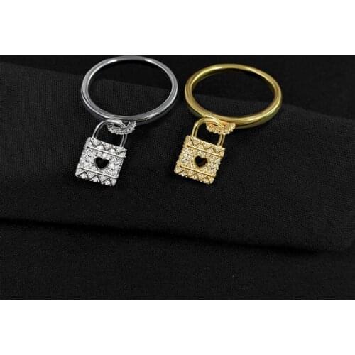 S925 Sterling Silver Inlaid Zircon Love Lock Ring Female Personality New Fashion Temperament Wild Luxury Brand Monaco Jewelry