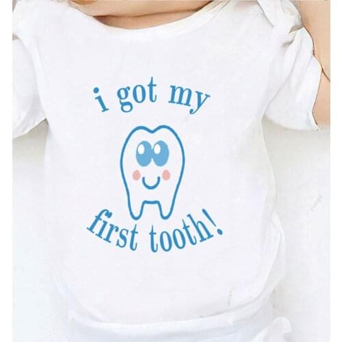 Romper Clothing for Newborn Boys Outfits Baby Shower Gifts I Got My First Tooth Print Baby Girl Clothes Children Jumpsuits