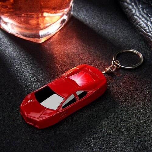 Creative Sports Car Keychain Lighter Windproof Butane Straight Into The Lighter Smoking Cigarette Jet Briquet Original Gifts Men