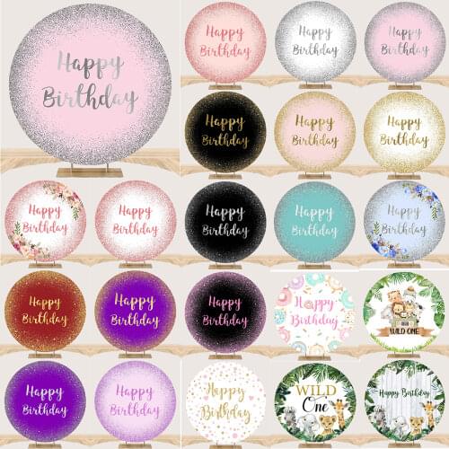 Round Birthday Background Party Decor Circle Arch Backdrop Stand Glitter Dots Photocall Wedding Customize Props Photo Studio