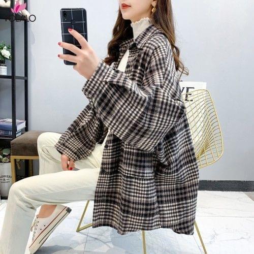 Basic Jackets Women Retro Plaid Spring Trendy Loose Elegant Long Sleeve Femme Coats Chic Leisure Oversize New Outerwewar
