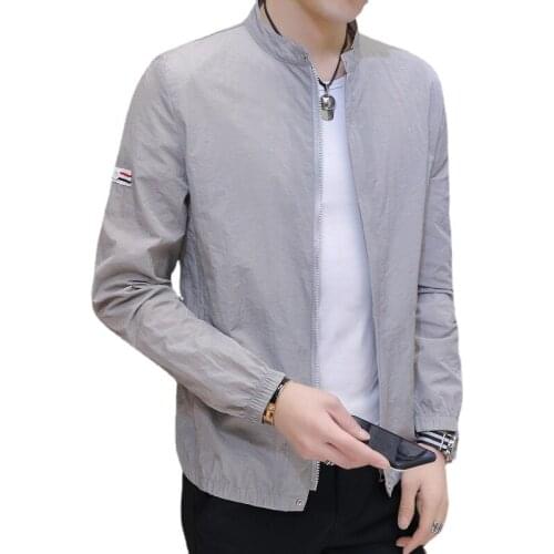 2021 Mens Sun Protection Clothing Summer Thin Breathable Ice Silk Fashion Jacket Men Windbreaker High Quality Men Clothing