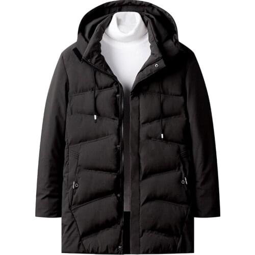 Winter Cotton Padded MenS Medium And Long Korean Fashion Hooded Down Cotton Casual Coat Gentleman Thickened Warm Winter Clothes
