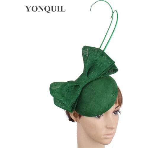 New Wedding Bride Hat Bow Design Women Party Fascinator Hat Bridal Prom Mariage Chapeau Cap Hair Clip Ladies Sinamay Headpiecce
