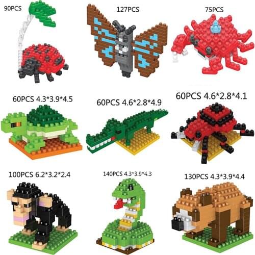 DIY Diamond Blocks Cartoon animal Frog tortoise dragon insect duck cat crocodile mouse butterfly Toy Bouwstenen Speelgoed no box
