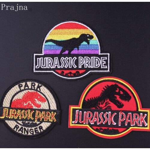Prajna Jurassic Park Patch Anime Dinosaur S1 Embroidered Patches For Clothing Stickers Iron On Patches On Clothes Movies Parches