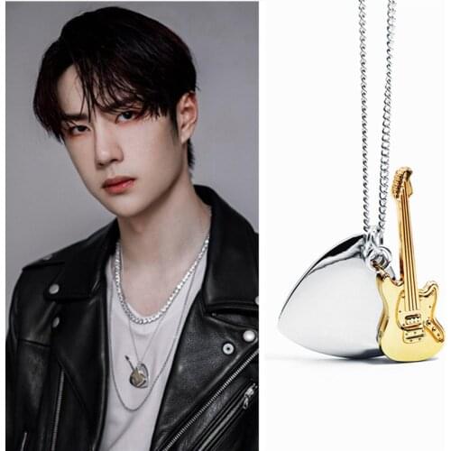 Personalized Customized Guitar Picks Pendant Mens Necklace Fashion Hip Hop Punk Style Titanium Steel Jewelry for Boy Men Women