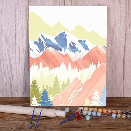 Landscape Mountain DIY Painting By Numbers Set Oil Paints 50*70 Painting On Canvas Loft Wall Picture For Children Handicraft