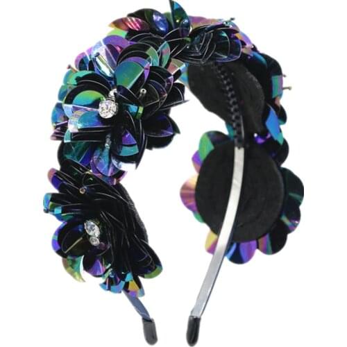 2021-A Summer style sequence flower handmade flower full head headband girls hair accessories