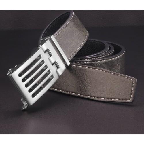 High Quality Gray belt automatic buckle fancy luxury famous brand belt gentleman genuine leather casual cintos masculinos
